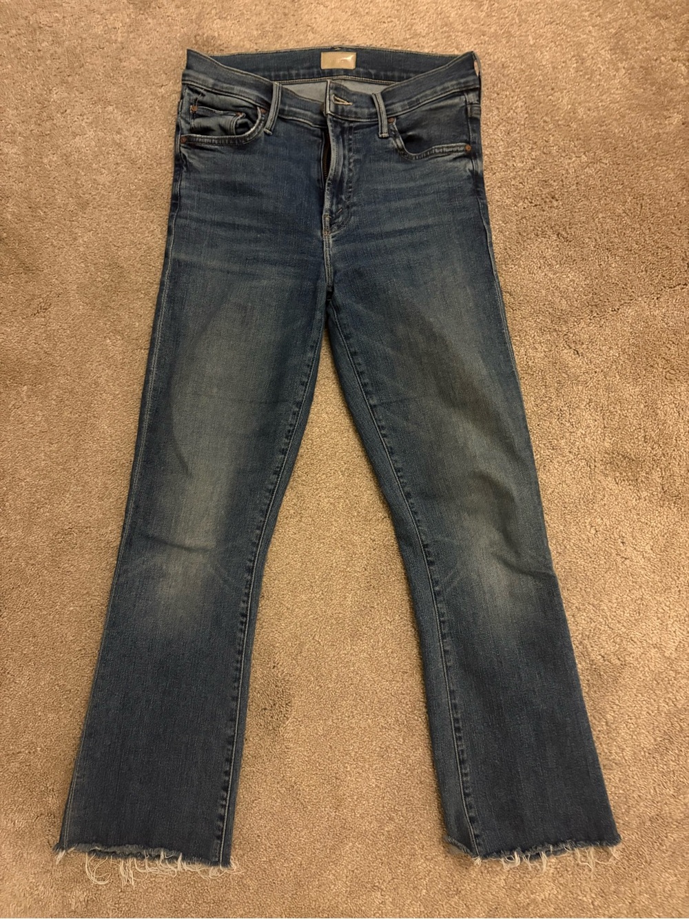 Women’s Mid-Rise Straight Jeans in Dark Blue MOTHER DENIM